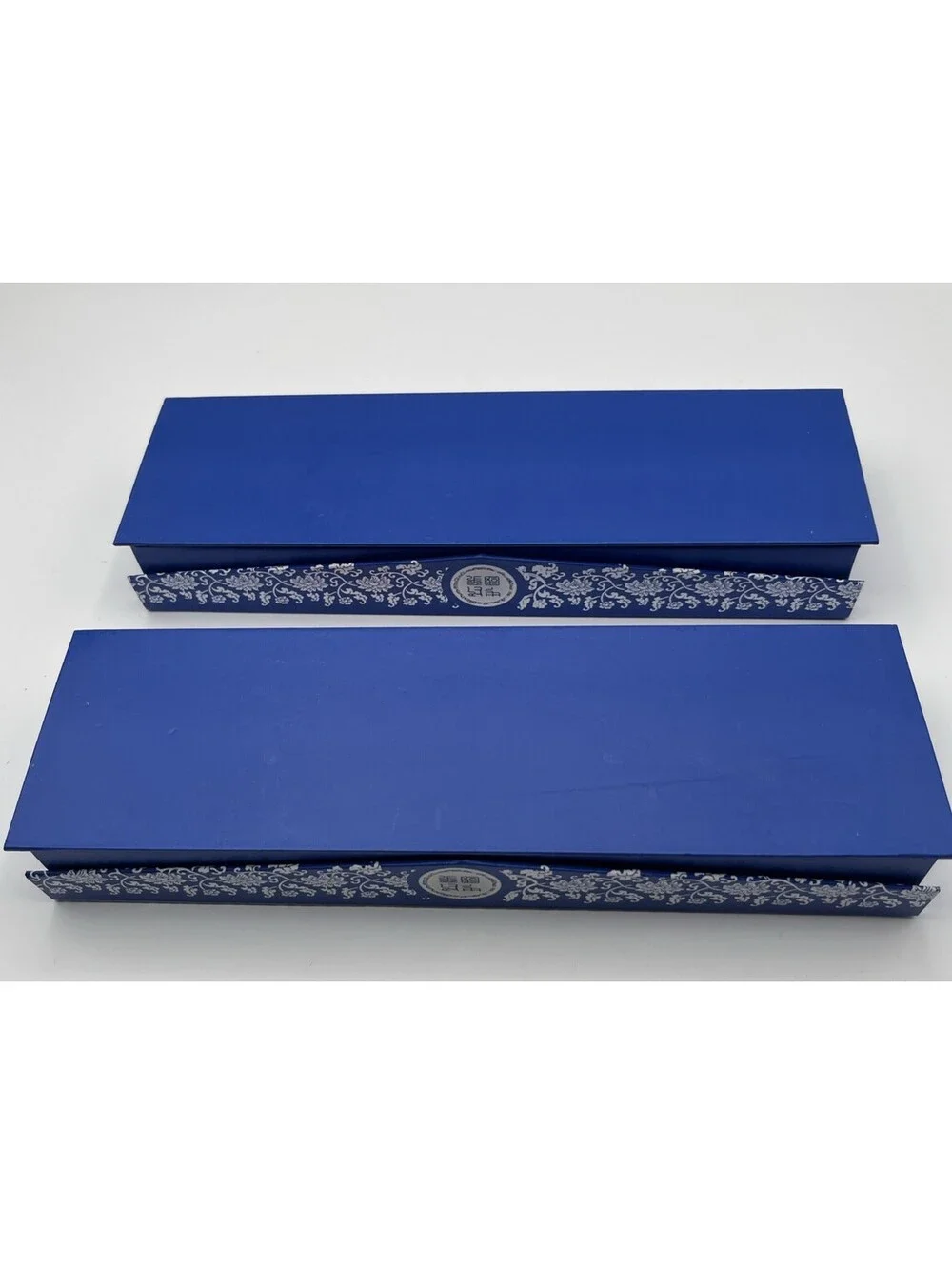 2 Blue White Asian Style Spoon Fork Sets Porcelain Handles Stainless Gift Boxed